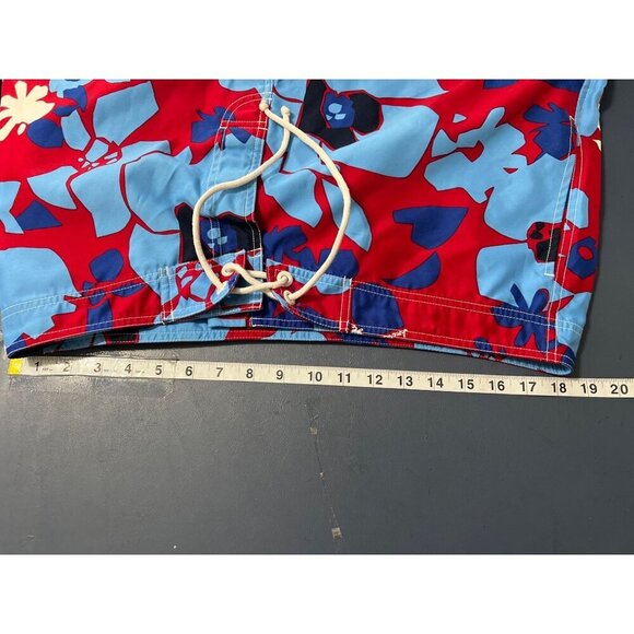 American Eagle Outfitters Mens Red & Blue Floral Swim Trunks Size 36 Polyester D - Picture 2 of 12